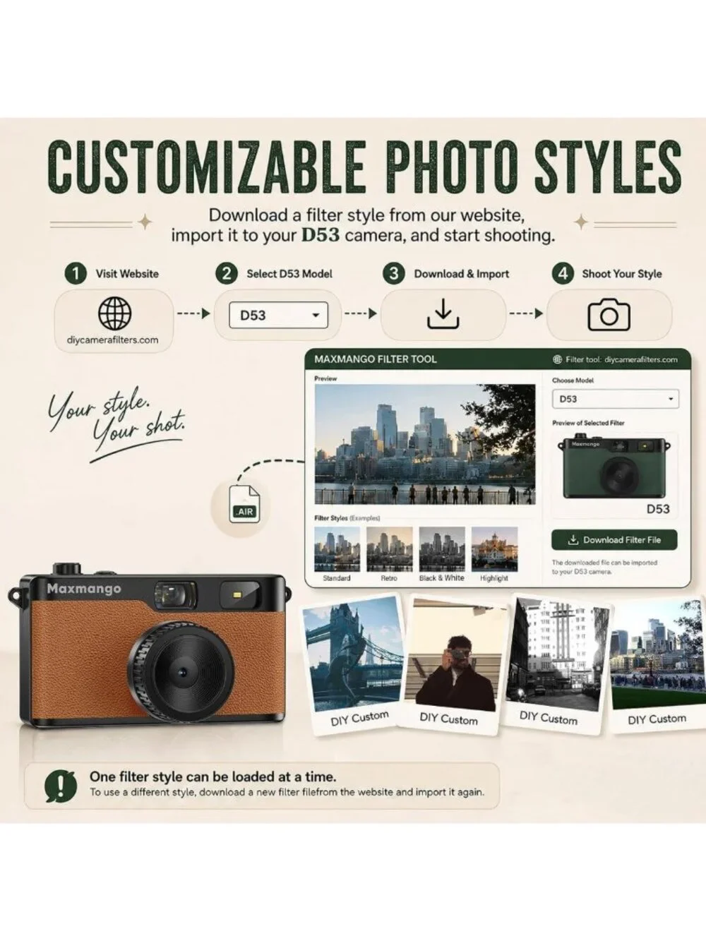 Vintage 12MP Digital Camera - Retro Screenless Design, 8GB SD Card Included